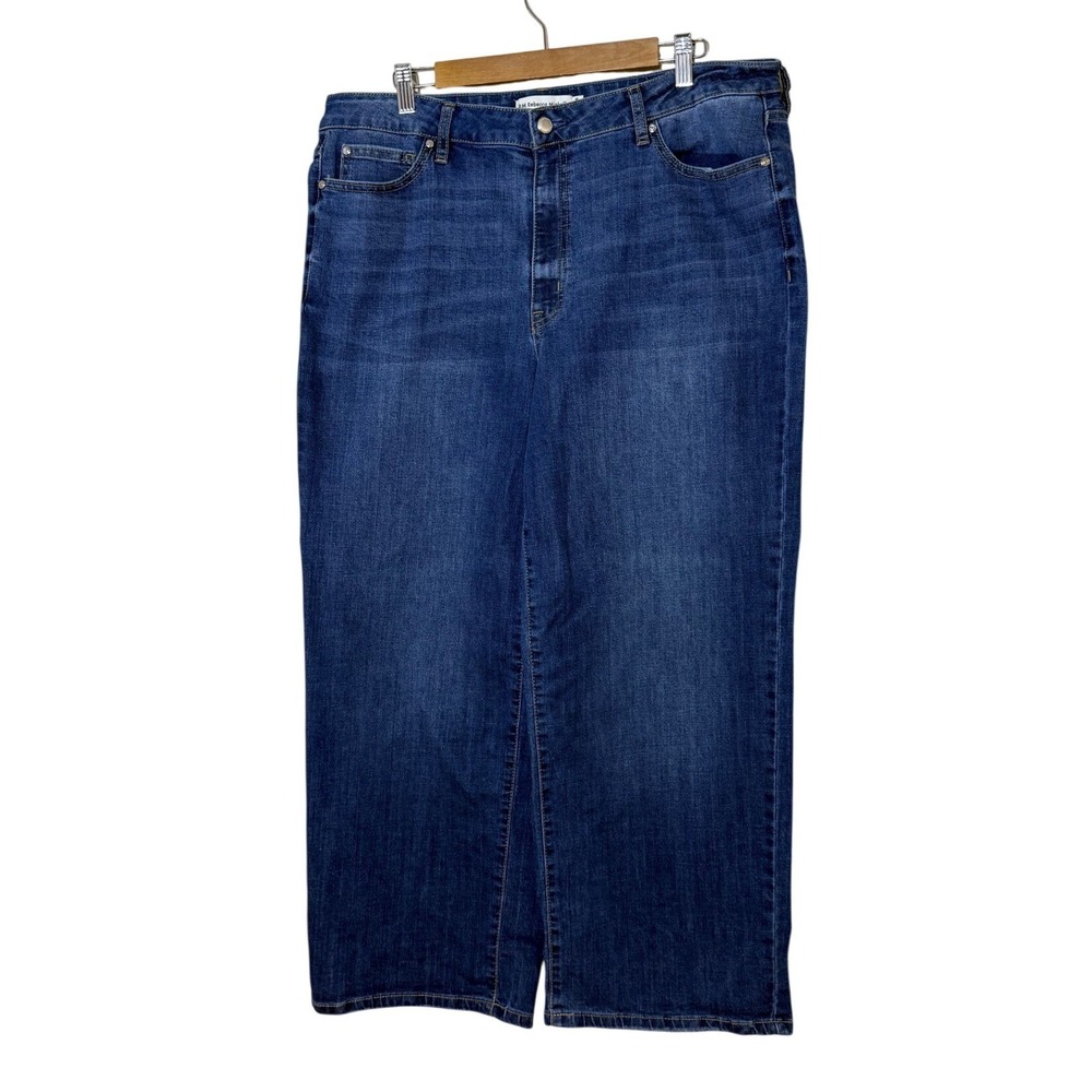 RM Rebecca Minkoff Women Wide Leg Jeans 16 Blue‎ High Rise Stretch Denim Plus Sz